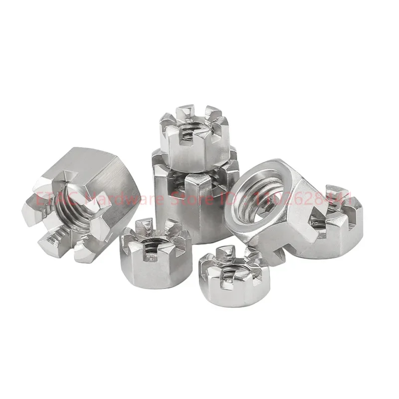 Stainless Steel GB6181 M6 M8 M10 M12 M14 M16 Slotted Round Lock Hexagon Head Hex Slotted Castle Crown Nut Hexagon Slotted Nuts