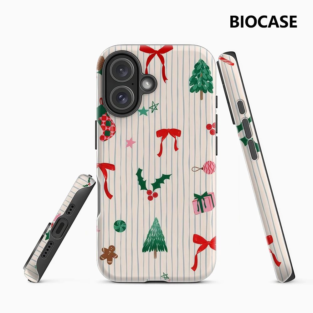 Weihnachtselemente Streifen IPhone 17 Must-Haves Handyhülle für IPhone 17 16 15 14 13 12 Pro Max Plus Doppelschichtige Rückseite
