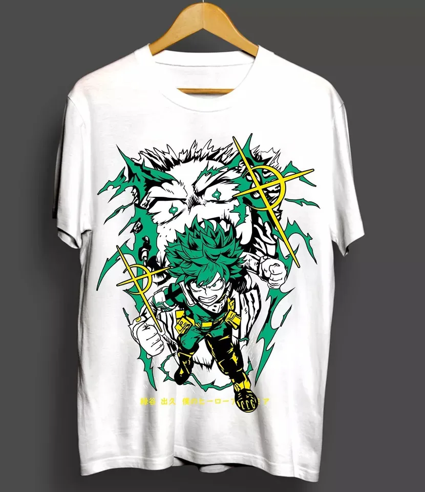 Футболка Deku Izuku Midoriya My Hero Academia My Hero Academia Аниме Рубашка Белая