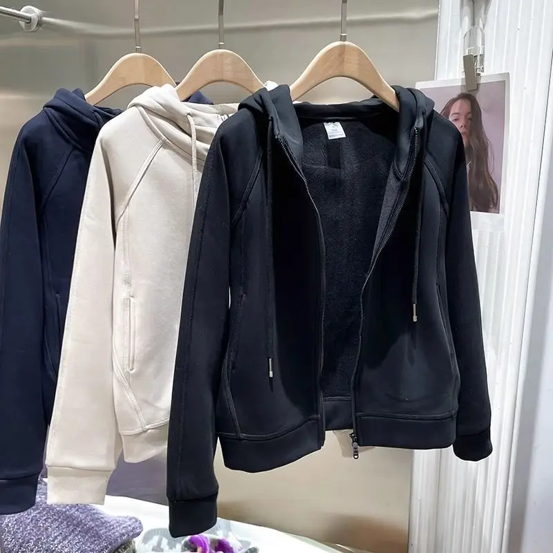 

Флисовая толстовка со шляпой, женская толстовка большого размера, женская осенняя базовая молодежная одежда, спортивная одежда для спортзала, фитнеса, тренировок, облегающая женская одежда