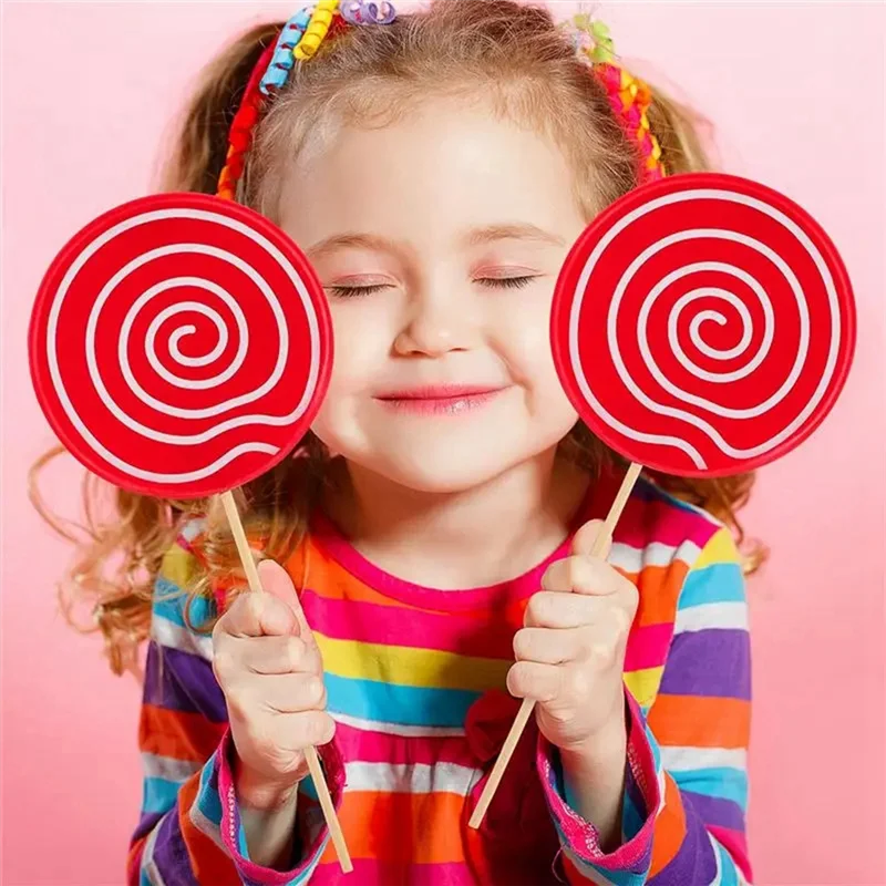 3Pcs Simulated Lollipop Prop Fake Lollipop Model Candy Ornament Wedding Festival Party Decoration Easy To Use ,Red-AC17