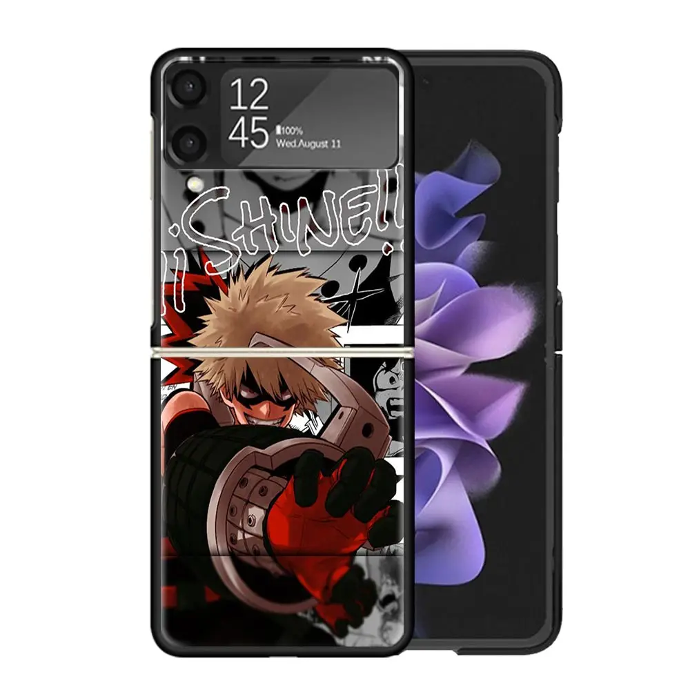 My Hero Bakugou Katsuki Clear Phone Case For Samsung Z Flip 5 4 3 Galaxy ZFlip 6 5G Shockproof Hard Print Cover TPU PC Coque