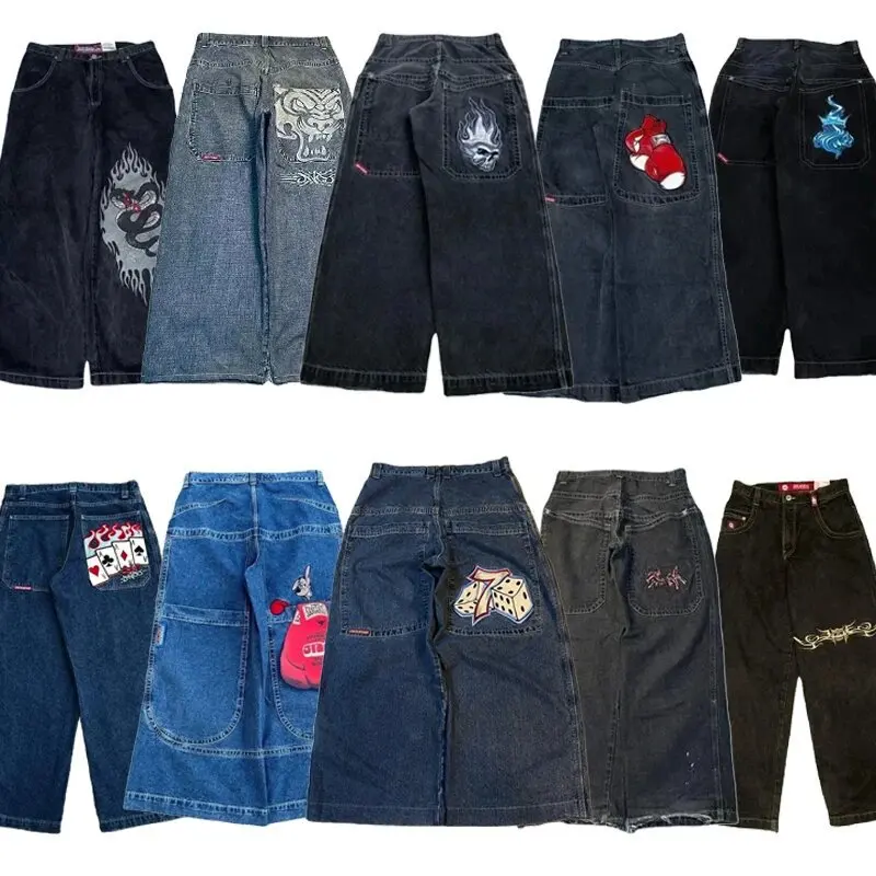 

Джинсы JNCO с широкими штанинами для мужчин Y2K хип-хоп Harajuku высококачественные уличные повседневные свободные брюки