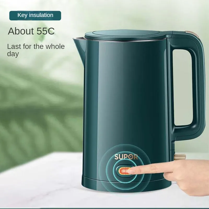 Double-layer Anti-scald Electric Kettle with 1.5L One-Click Constant Temperature Function 304 Stainless Steel Material 220V