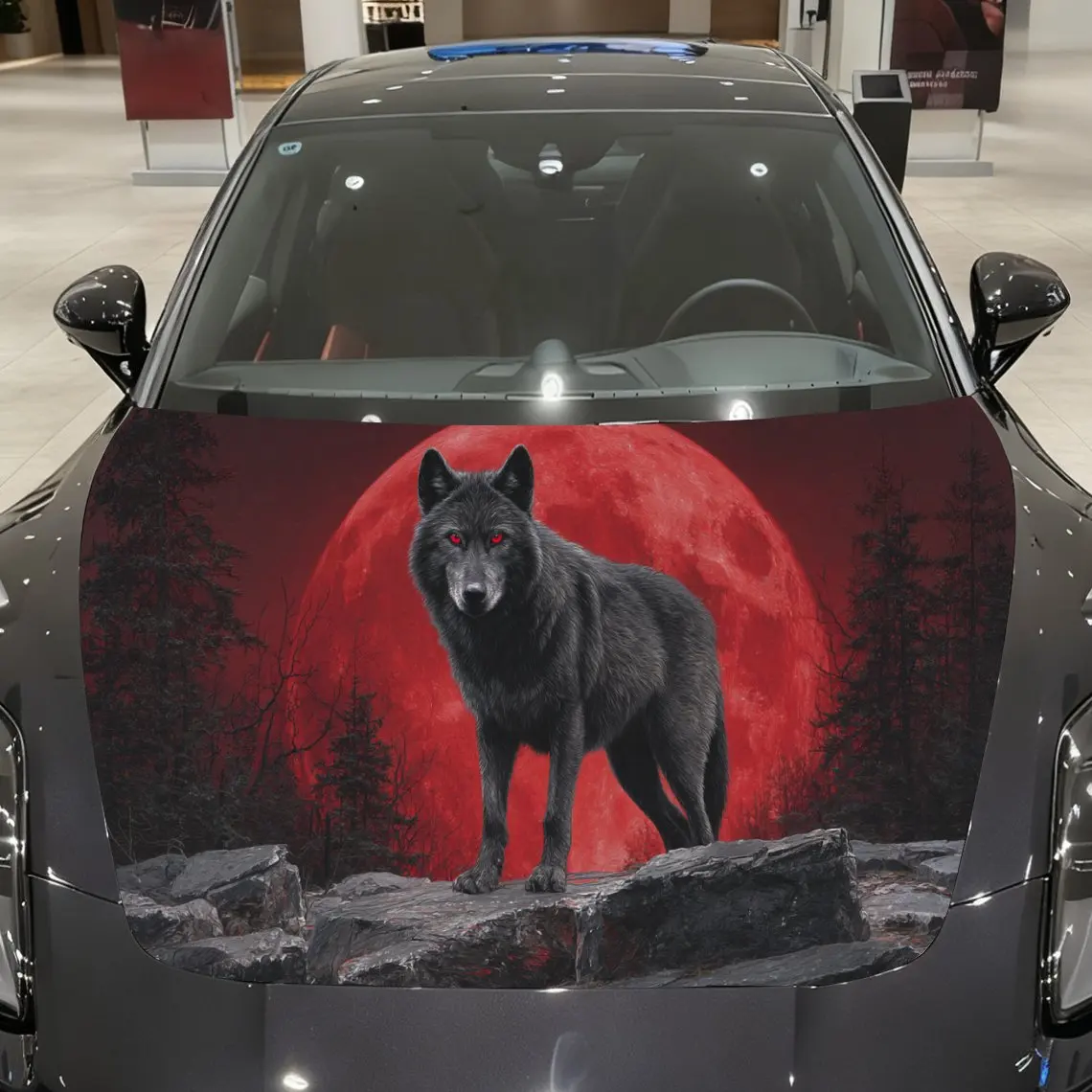 

Наклейки на капот автомобиля с принтом «Алая лес» Red-moon Lone Wolf, водонепроницаемые самоклеящиеся, устойчивые к царапинам, легко приклеиваемые, прочные c