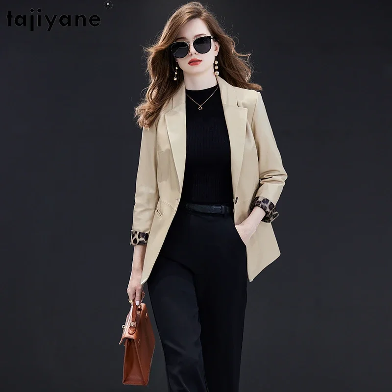 

Tajiyane Genuine Leather Jacket Women 2023 New Fashion Real Sheepskin Jackets Chic Mid-length Suit Coat Jaqueta Couro Feminina