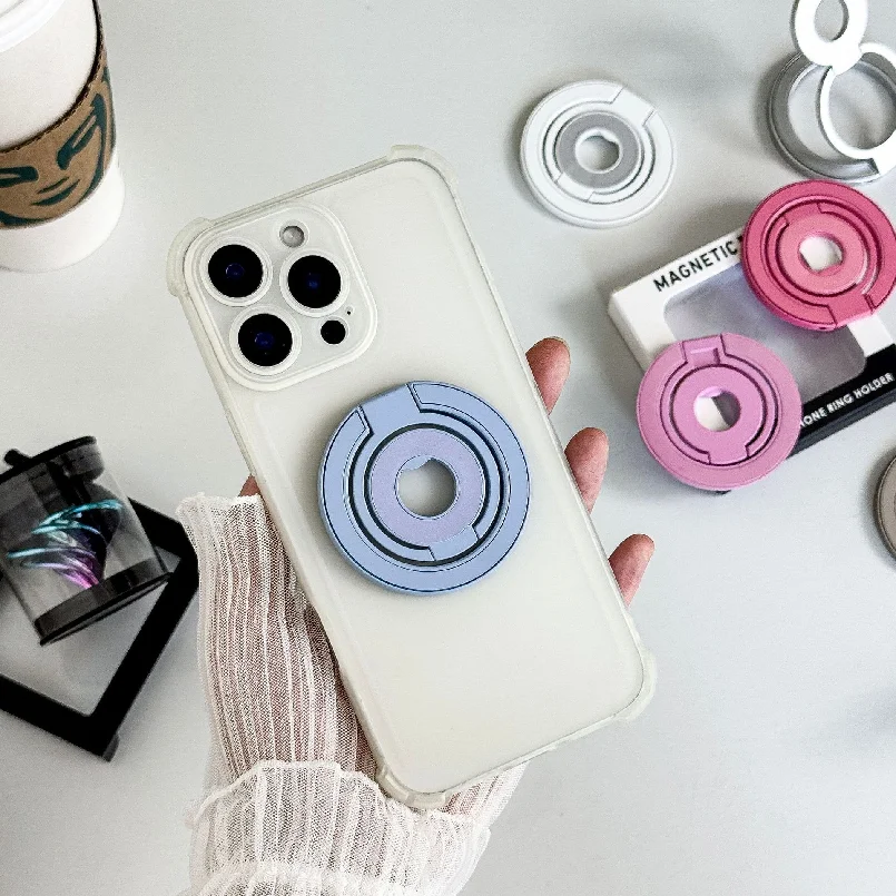 Soporte para tableta con anillo magnético para teléfono, 3 secciones, doble cara, succión magnética, 1 unidad, teléfono de mano, Popsocket, Magsafe