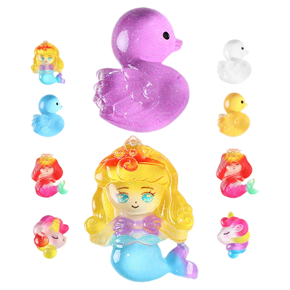 20 Pcs Mermaid Trinkets Party Duck Favors Aquarium Ornaments Mini Small Resin Decorations Cute Craft Supplies Ducks Ocean Theme