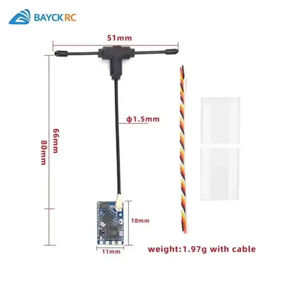 BAYCK ELRS 915 MHz / 2.4 GHz NANO ExpressLRS Ricevitore con antenna tipo T Supporto aggiornamento Wifi per FPV Drone RC Accessori