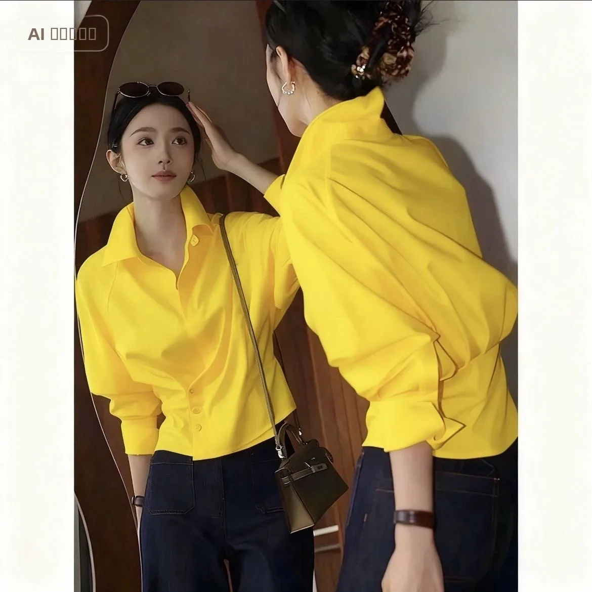 

Новая женская рубашка с коротким воротником, розового цвета, приталенного кроя, на пуговицах, из дышащего полиэстера, для весны и осени.