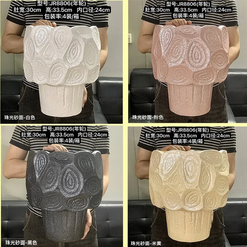 30CM outer diameter annual ring high foot magnesium mud flower pot sandblasting mill
