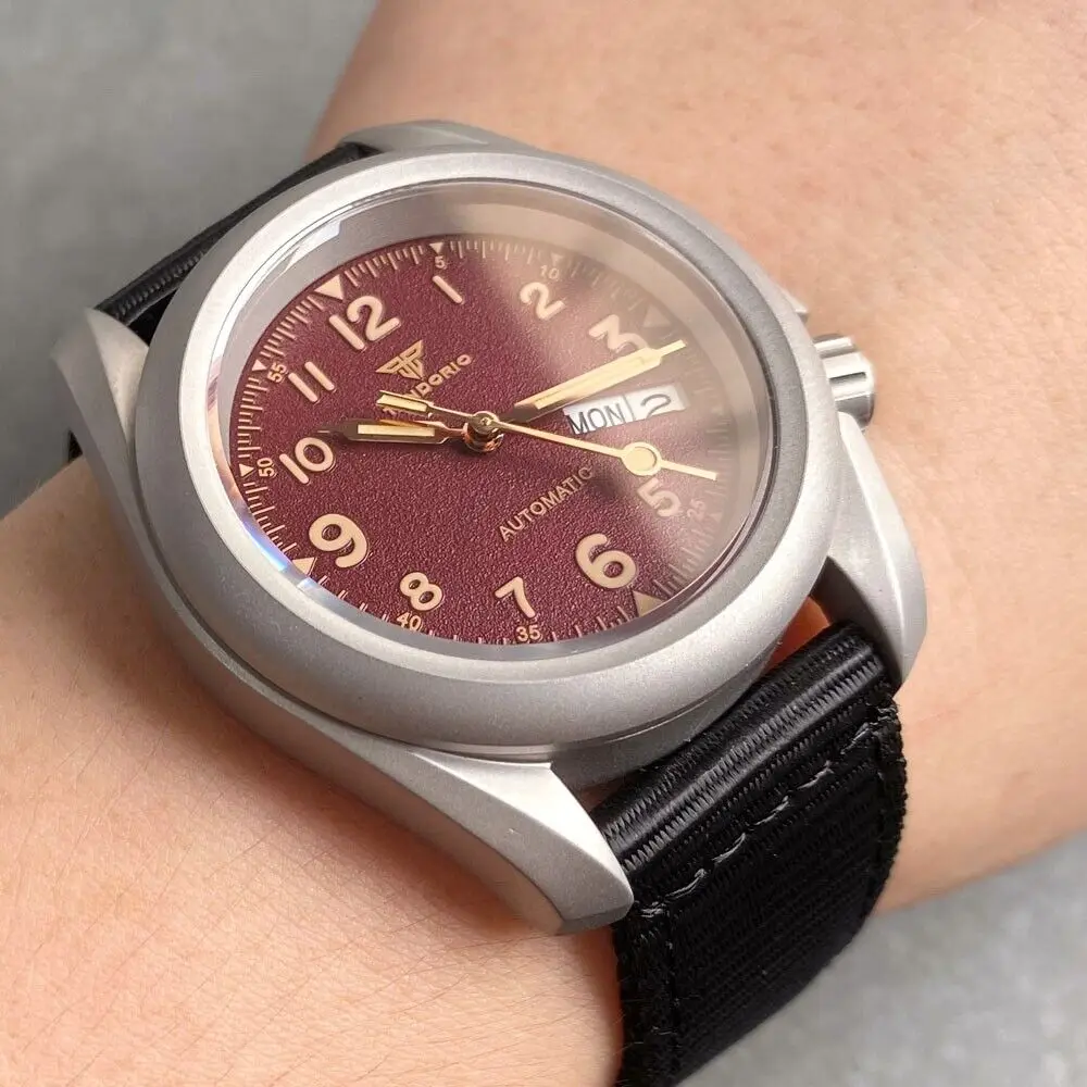 Автоматические мужские часы Sandblast 40 мм NH36A с коричневым циферблатом и сапфировым стеклом, часы 3,8