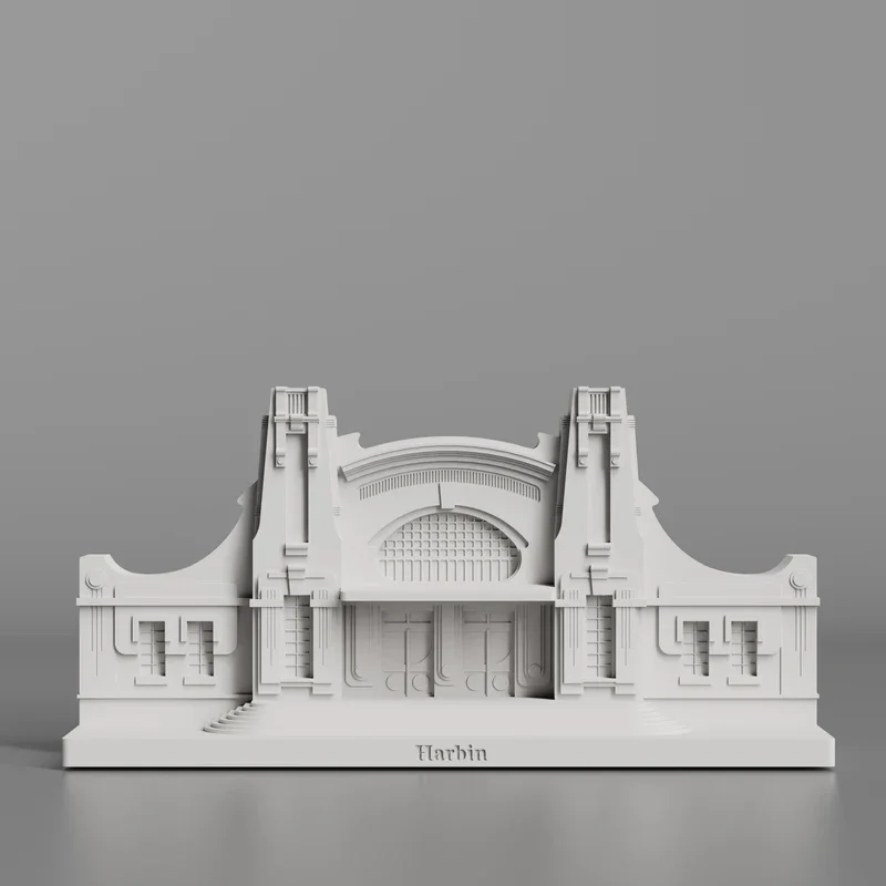 Harbin Old Railway Station | Cement Building Model Creative Living Room Entrance Home Office Desktop Decoration