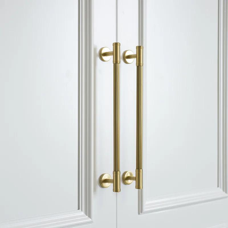 Furniture Handles Gold Brass Vertical Linear American LUX Cabinet Pulls Wardrobe Bars Furniture Door Handle