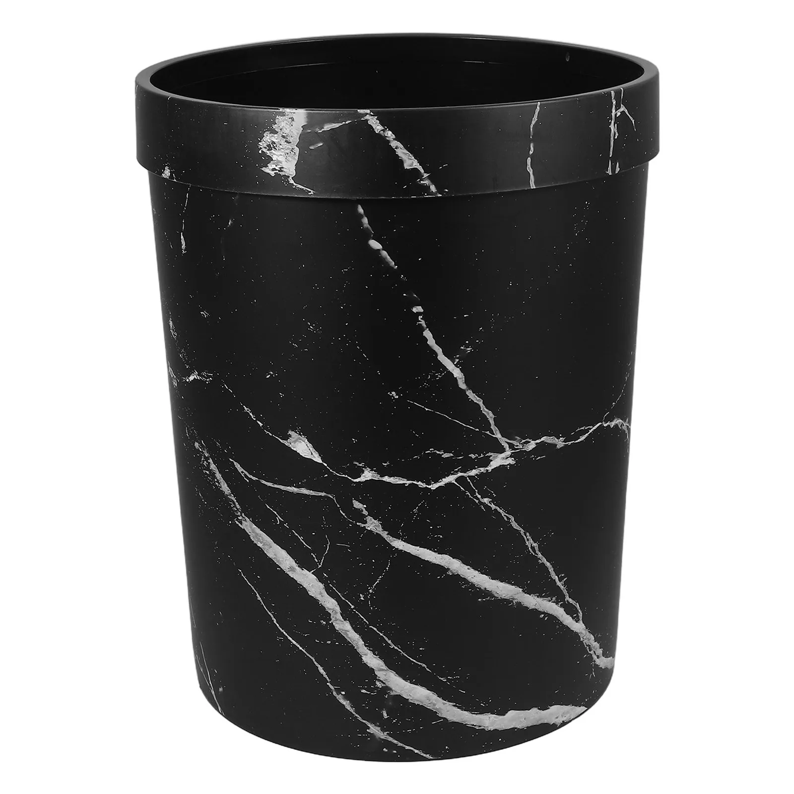 

Elegant Marble Garbage Bin Home Hotel Office Bathroom Lidless Pressure Ring Stylish Waste Container Multifunctional PP Durable