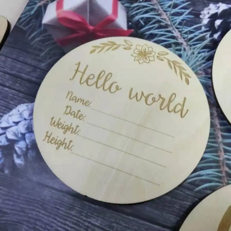 

581F Baby Birth Announcement Cards Printed Milestone Circle Disc Months Signs Card