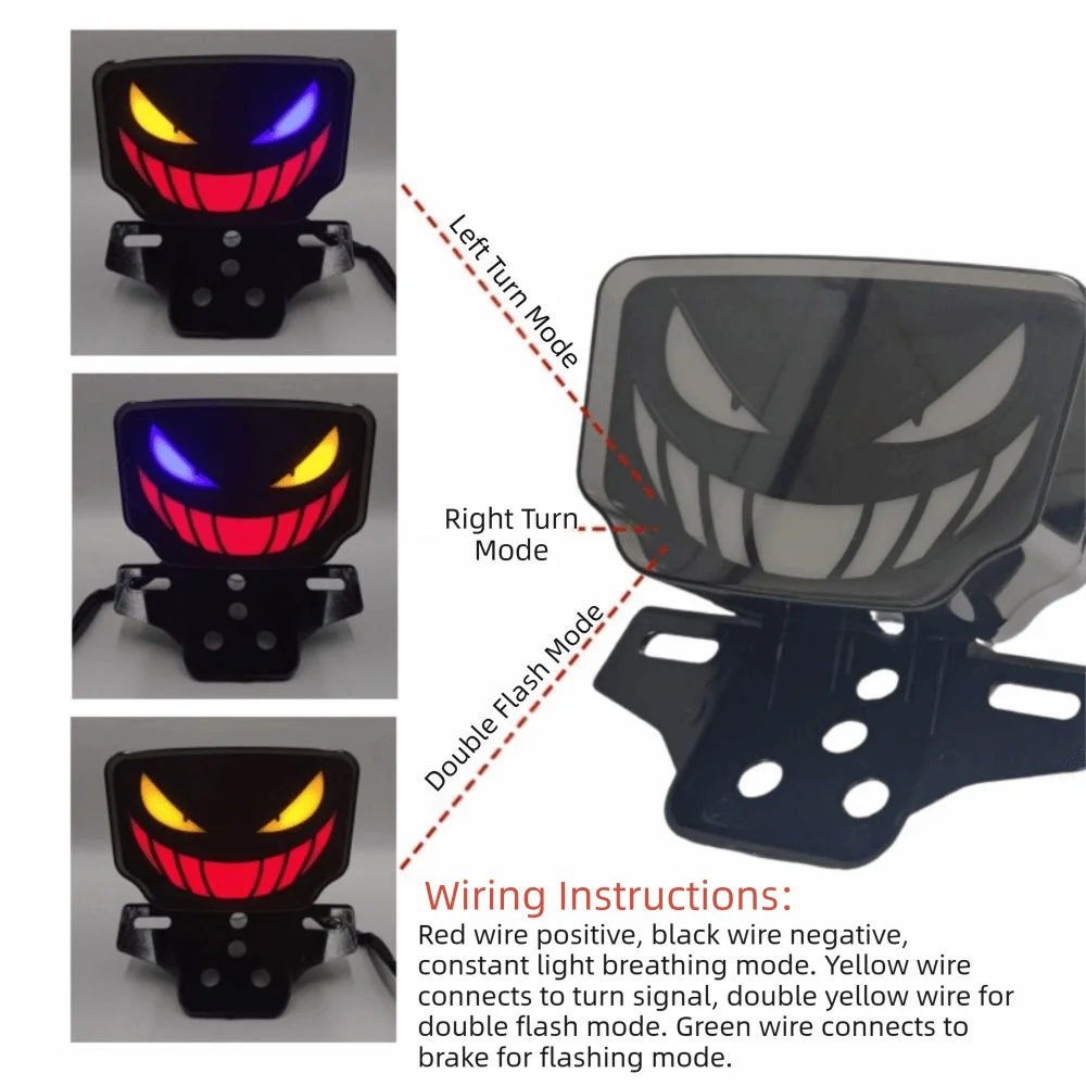 LED Design Motorcycle LED Tail Lights Devil Eye Design Dynamic Flash Brake Rear Light Lamp Integration Design