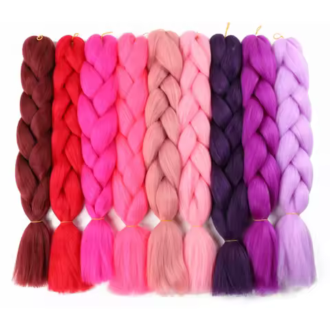 24 Inch Jumbo Braids for Hair Extensions Purple Synthetic Braiding Hair Accessories 100G/Pack Women DIY Hair for Crochet Braid