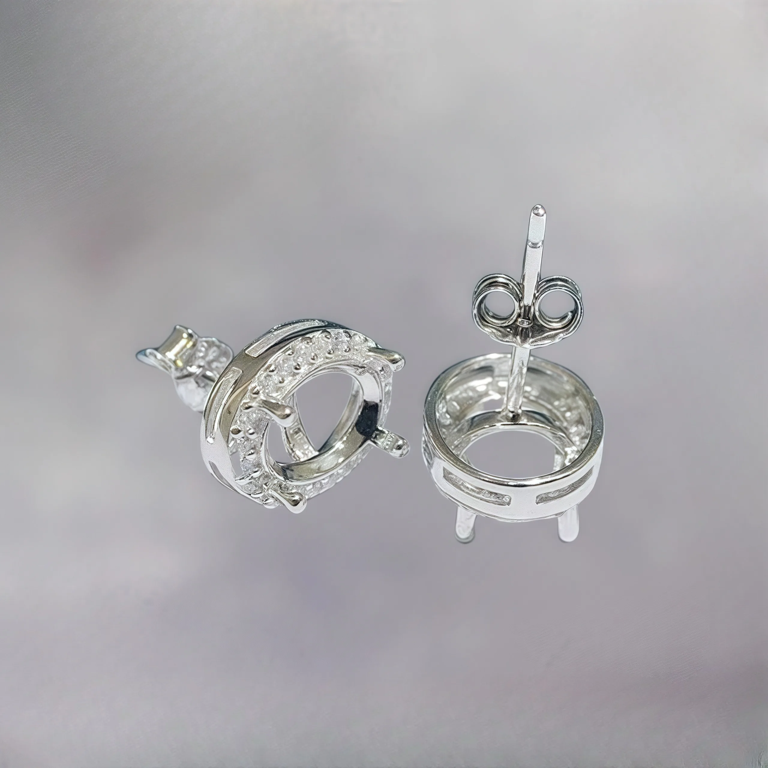 Setting 4*6/5*7/6*8mm Ellipse Stone DIY Empty Holder Earrings S925 Sterling Silver Fine Charm Jewelry Simple Design for Woman