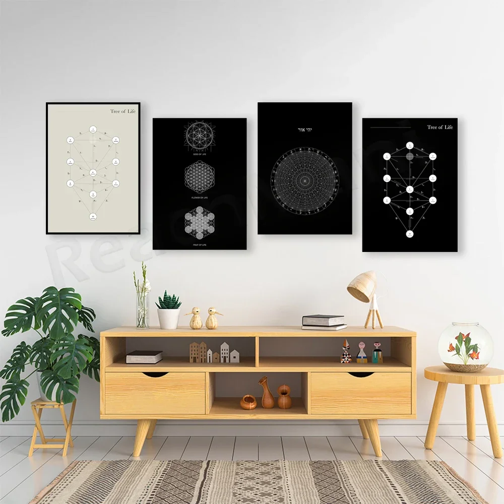 Kabbalah Flower of Life Tree of Life Posters and Prints Wall Pictures Tree of Life Canvas Paintings Decor Living Room