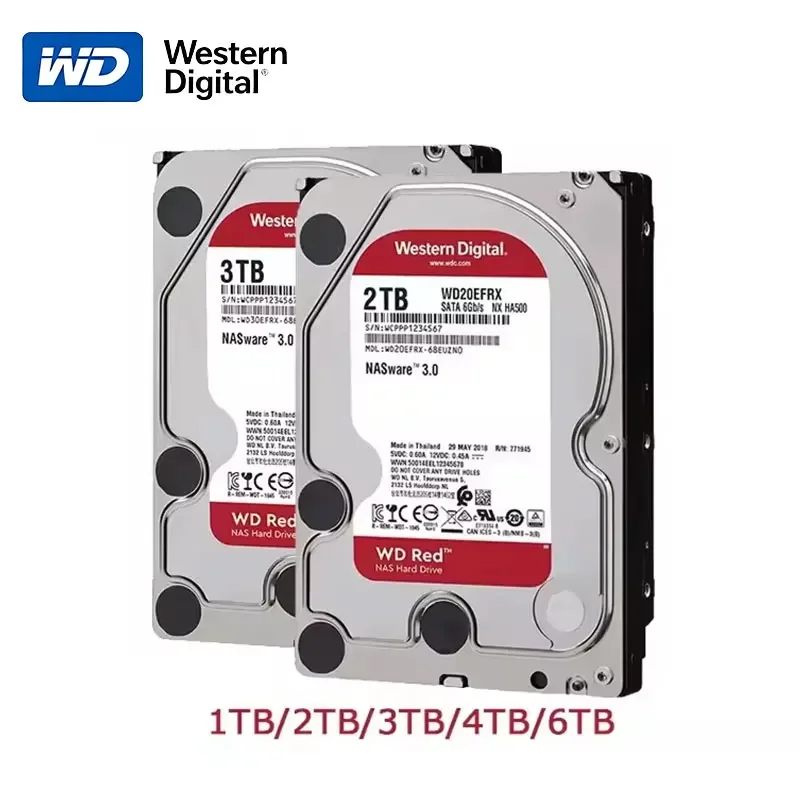 Western Digital Red 4TB 2TB 3TB Red NAS Hard Disk Drive 3.5" 6TB Internal Hard Drive 5400RPM SATA 6Gb/s 64MB Cache For Desktop