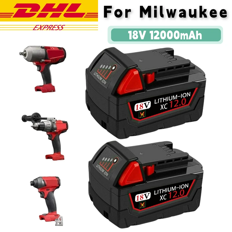 

Original 18V 12Ah For Milwaukee M18 battery 48-11-1815 48-11-1850 2604-22 2604-20 2708-22 2607-22 power Tools Battery