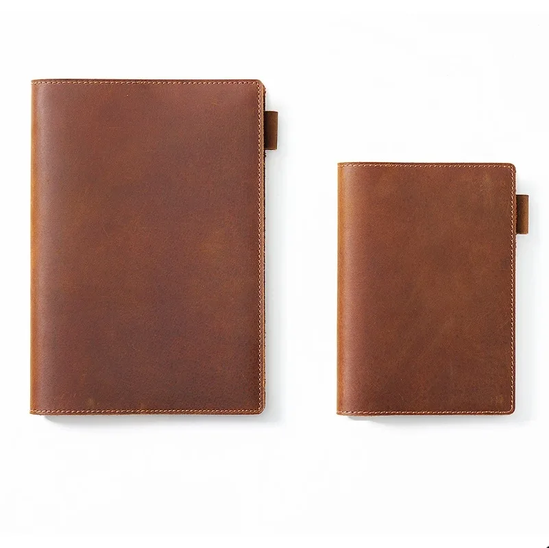 Retro Cowhide Fixed Page Hand Ledger Book Jacket A5 A6 Library Book Protection Cover Planners Notepad School Supplies Stationery view 5