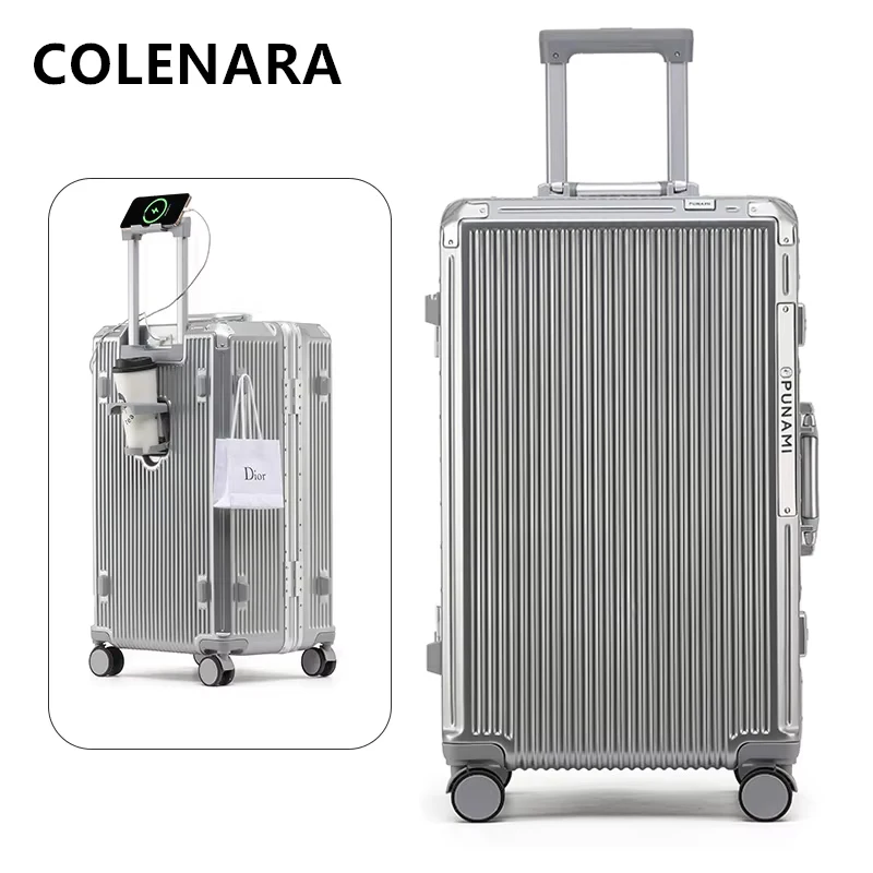 COLENARA ABS + PC Valigia Robusta e durevole scatola d'imbarco Telaio in alluminio Trolley di grande capacità Trolley da cabina da 20 "24" 26 pollici