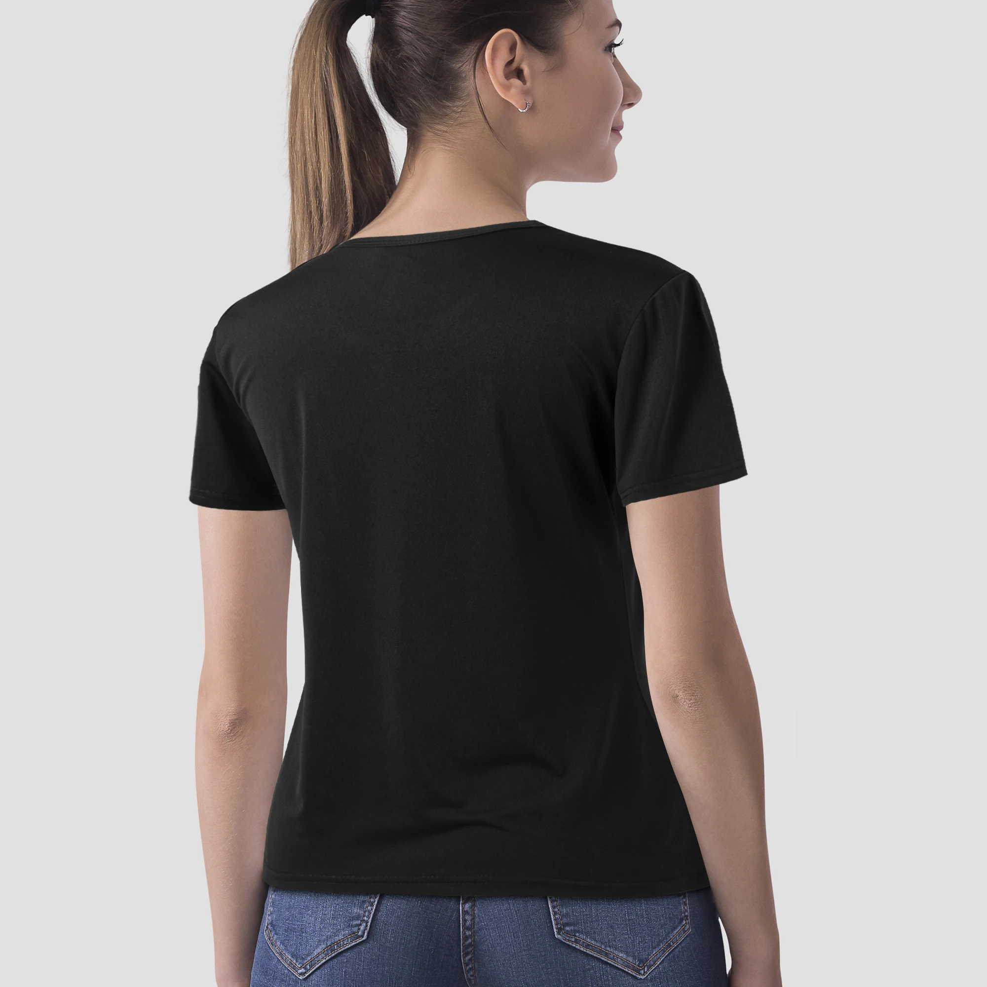 Einfarbiges Sommer-Damen-T-Shirt mit V-Ausschnitt, atmungsaktiv, lässig, kurzärmelig, weicher Stoff, hervorragende Elastizität, für den täglichen Gebrauch