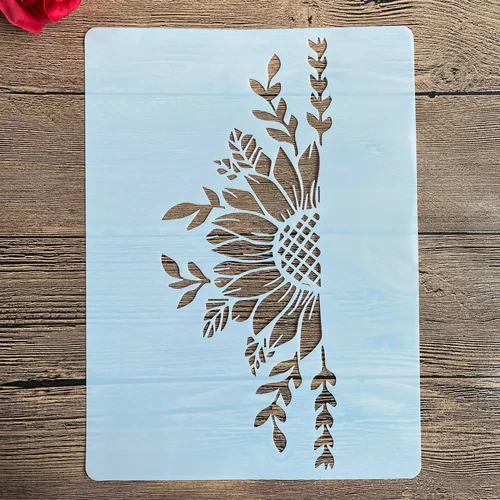 Plantillas DIY de girasol, pintura de pared, libro de recortes colorear, álbum en relieve, plantilla de tarjeta de papel decorativa, pared A4 29*21cm