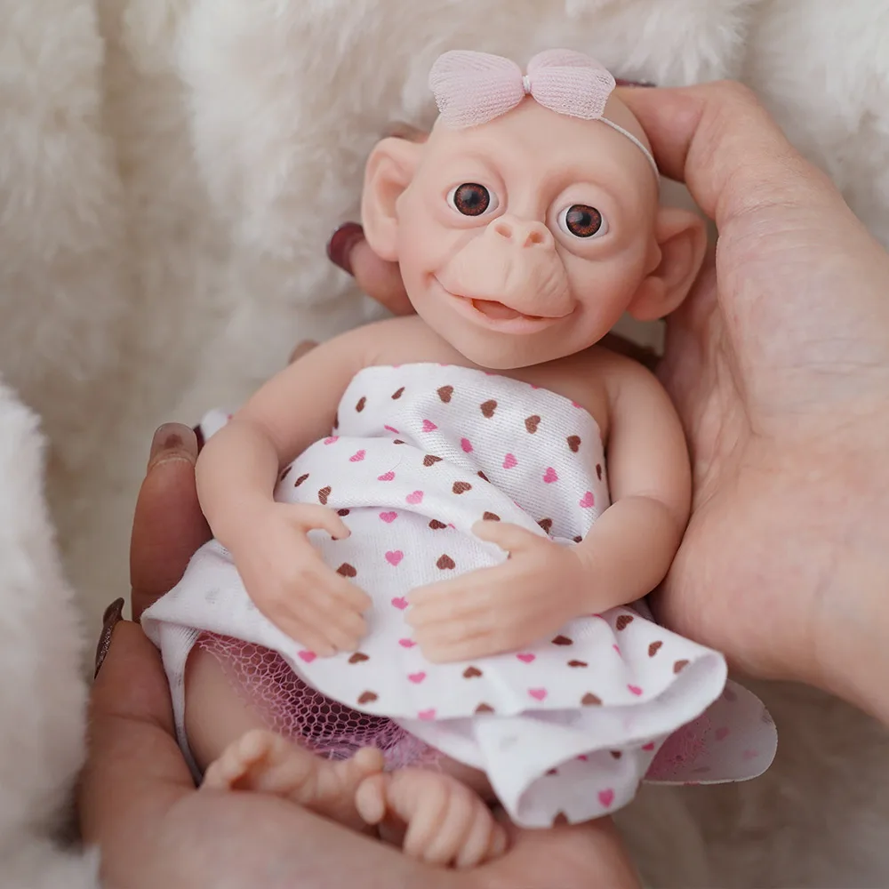 7 "Micro Preemie całe ciało silikonowa małpka dziecko realistyczne Mini Reborn Doll niespodzianka dzieci antystresowe