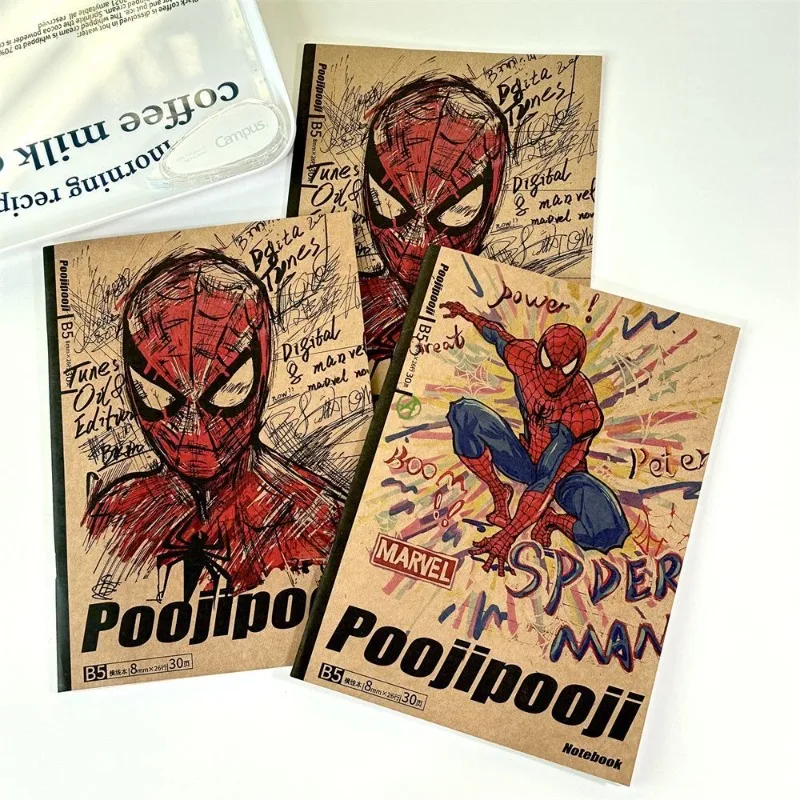 

Marvel Spider Man Notebook Student Stationery Avengers Superheroes B5 Kraft Paper School Prize Line Book Hand Ledger Friend Gift