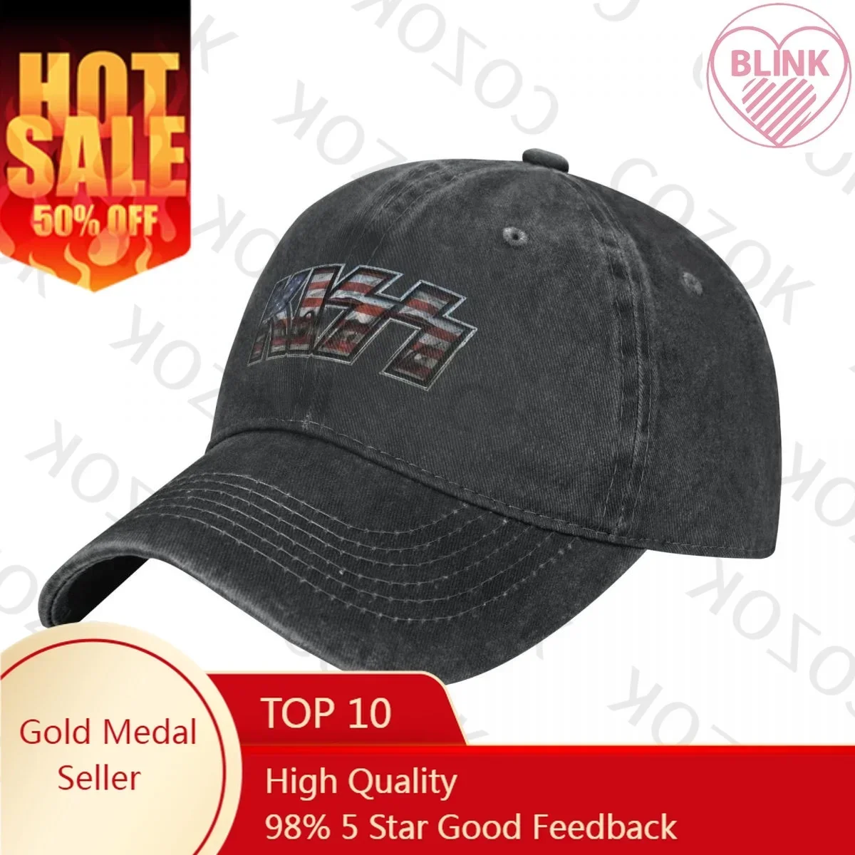 

Kiss Rock Band Logo Cap Cowboy Hat thermal visor hats baseball cap trucker hats Boy cap Women's cbum