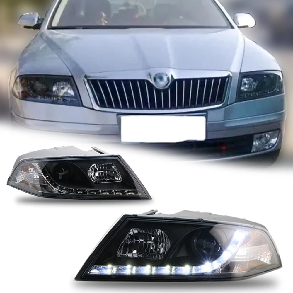 

Светодиодные фары для Skoda Octavia 05-09, новый стиль, полностью светодиодные DRL, автомобильные фары в сборе, сигнал, автоаксессуары, модифицированная лампа