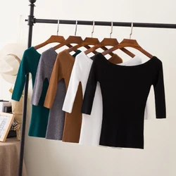2026 Pullover Ladies Korean Fashion Women's Sweater Clothes Knitted Blouses Basic Outerwear Style Tops Female Clothing Cropped