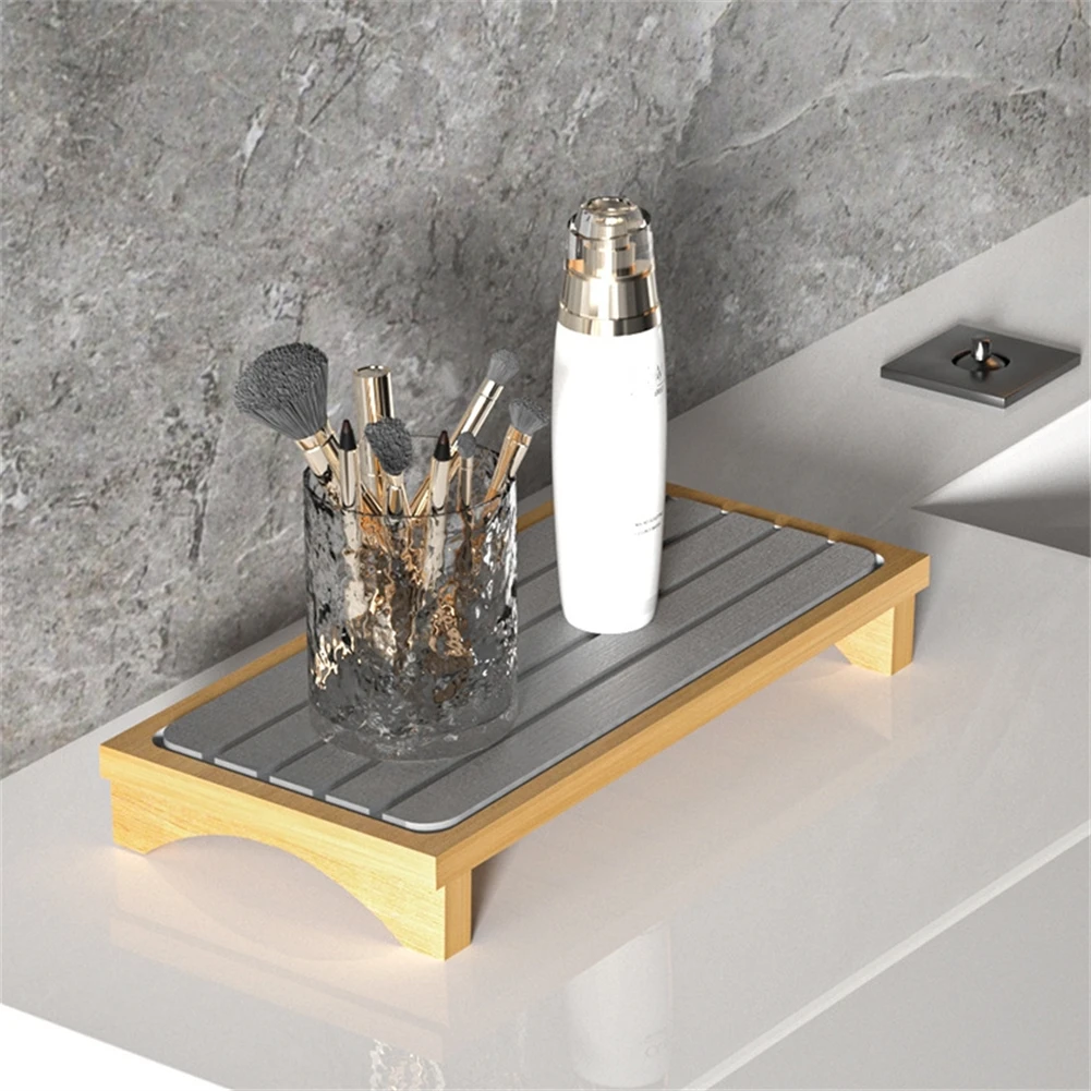 

Диатомитовый поднос для хранения в ванной комнате. Легкое обслуживание. Эффективное водопоглощение. Современный эстетичный эффективный поднос для сушки для кухни.