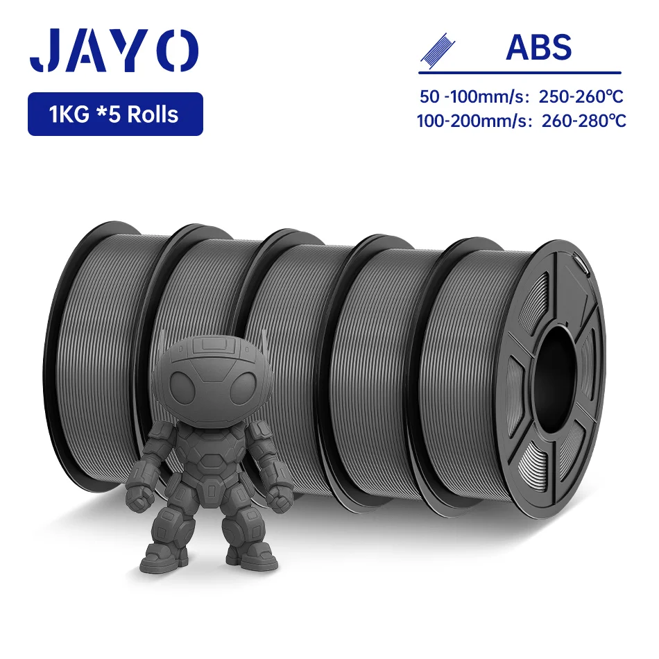 JAYO ABS 3D-Drucker-Filament 5KG 1,75mm ABS für 3D-Drucker, ABS 3D-Drucker-Filament mit Heißverformung 90°, Perfekt für Funktionale Prototypen & Mechanische Teile