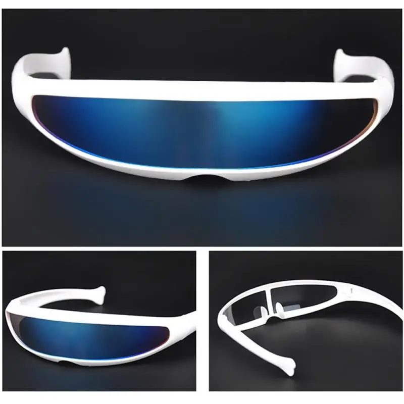 Funny Sunglasses Plastic Color Mirrored Single Lens Visor Sun Glasses Women Men Eyeglasses Big Frame Riding Wind-proof Goggles