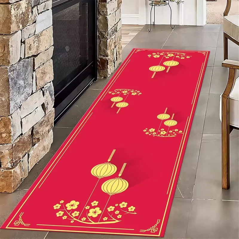Suitable for Chinese New Year Kitchen Foyer Balcony Carpet Gold Foil Corridor Mat Chinese New Year Decoration and Year-round Use