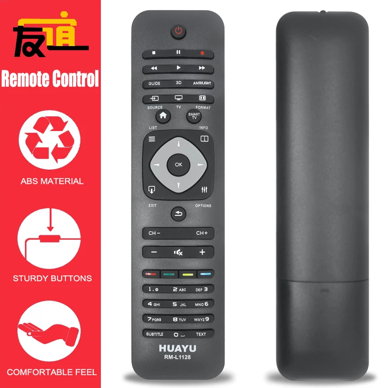 

RM-L1128 remote control for Philips 46PFL5527K/12, 46PFL5537K/12, 55PFL5507H/12, 46PFL5537H/12, 46PFL5527H/12, LED Smart TVs