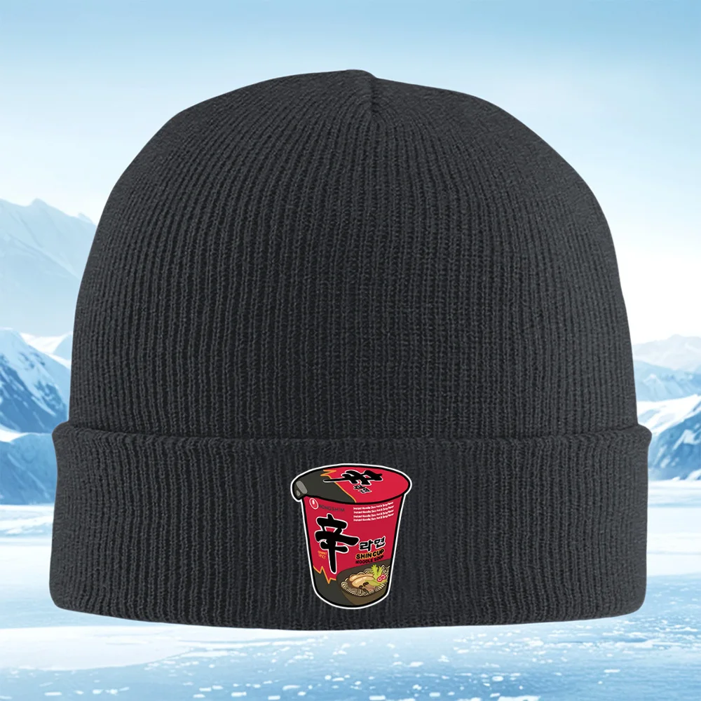 Fideos Shin Cup, sopa picante, sabor Gourmet. Hombres Mujeres Unisex Gorro de punto Gorro Jersey Gorro Invierno Térmico Cálido Navidad Outdo