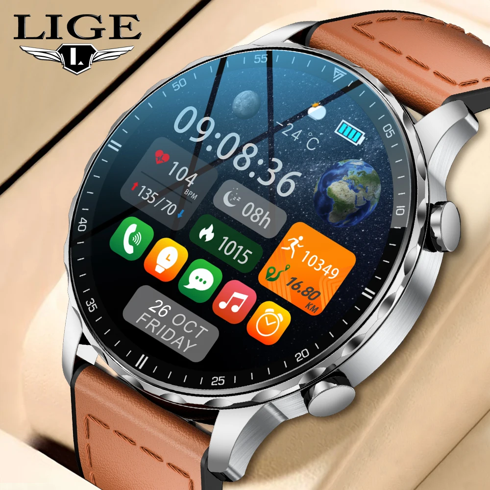 LIGE New For HUAWEI Outdoor Sports Smart Watch Men 1.85 HD Screen Heart Rate Bluetooth Call IP68 Waterproof Business Smartwatch