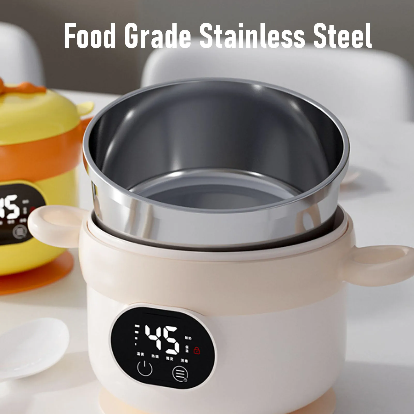 Food Warmer Bowl Electric Lunch Box 304 Stainless Steel Insulated Cordless Food Warmer Bowl 470ML Large Capacity No Water Needed view 4
