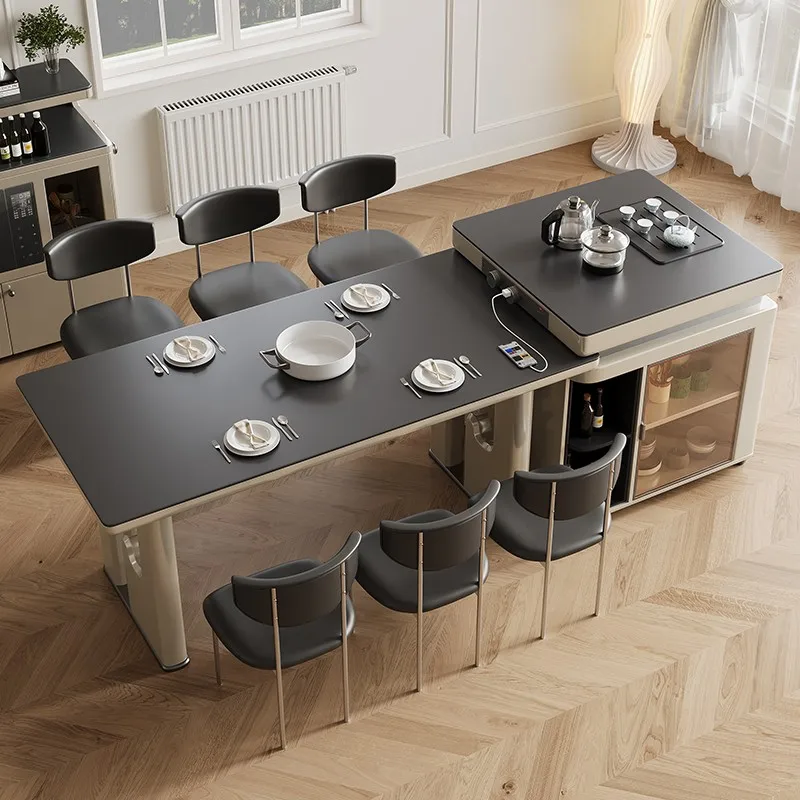 Rock slab dual-purpose dining table integrated household