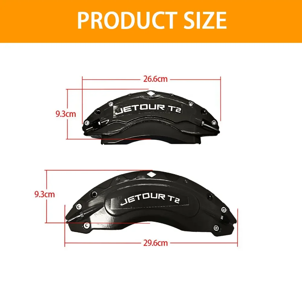 For Jetour Traveller T2 2024 Jetour T2 4Pcs Front Rear Brake Caliper Cover Aluminum Metal Caliper Cover Kit Wheel Modification