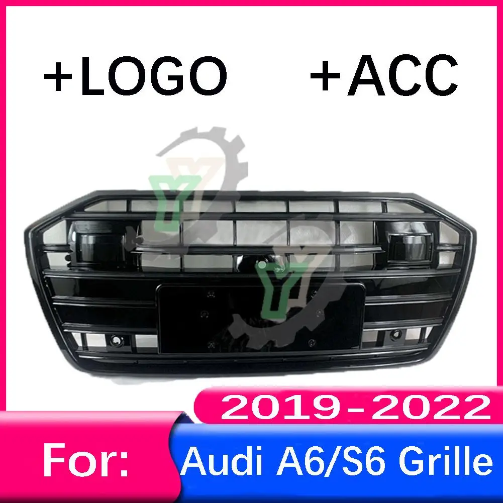 

With Acc For Audi A6/A6L 2019 2020 2021 2022 Car Front Bumper Grille Centre Panel Styling Upper Grill (Modify For S6 style)