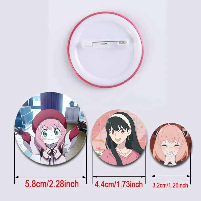 Anime Spy X Family Round Brooch Cute Cartoon Anya Loid Yor Forger Badges Tinplate Soft Button Pins Clothing Backpack Accessories