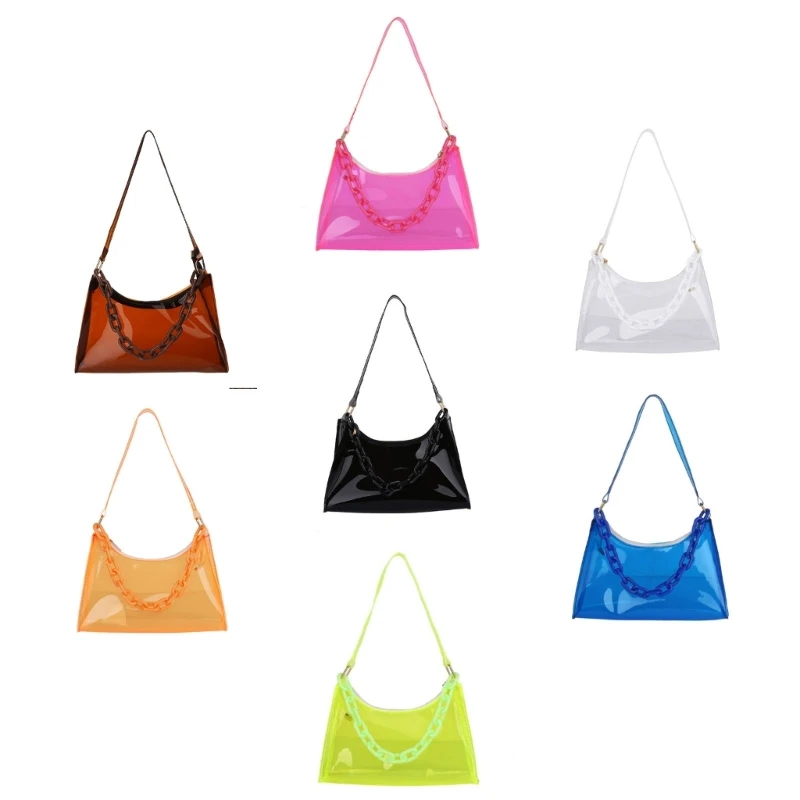 Tas Jelly Wanita Fashion Tas Ketiak Tas Bening PVC Dompet Tas Tangan Musim Panas Wanita Kasual Tas Bahu Ponsel