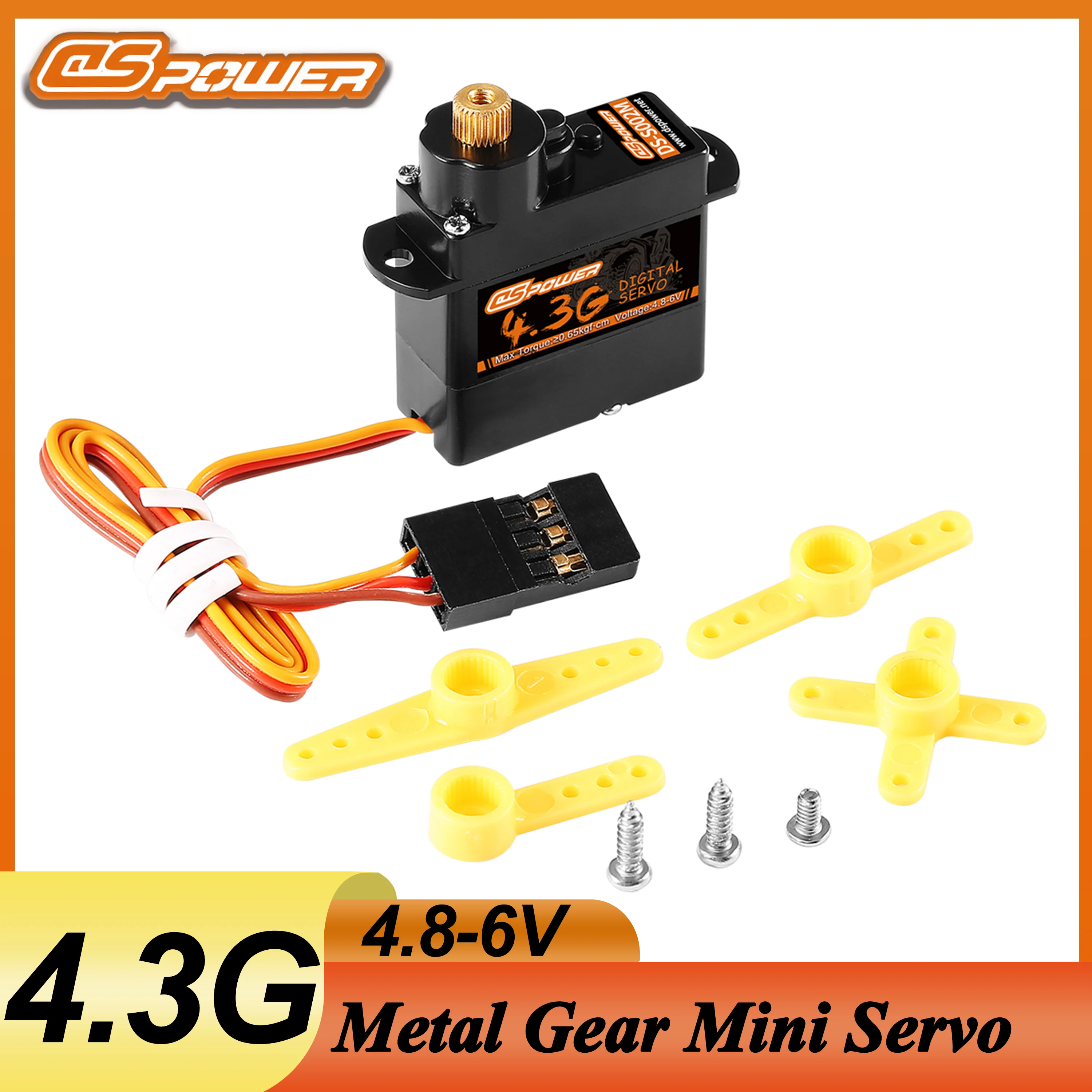 

DSpower 4.3g Metal Gear Mini Digital Servo for RC Car Boat Airplane Fixed-wing Quadcopter Glider Helicopter Robot Model Toy Part