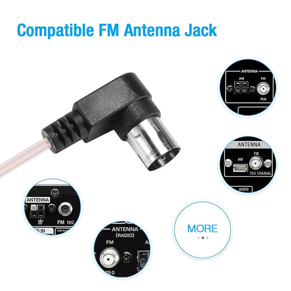 Antenne de radio domestique transparente, antenne de tête parallèle à boucle haute, transmission FM, double qualité, mâle, H2Inter, AM